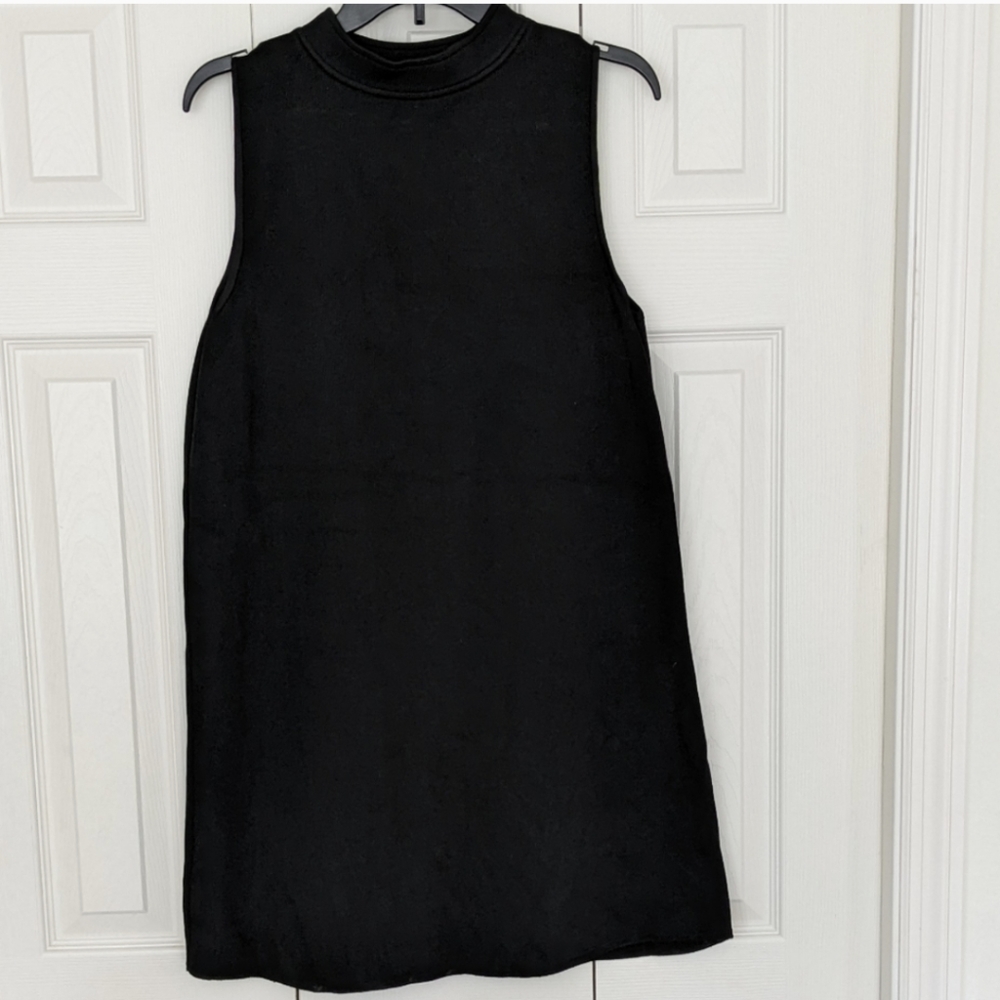 Zara Knit Sleeveless mock neck sweater dress, solid black, size large